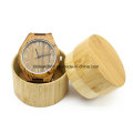 Reloj de pulsera de madera natural Reloj de pulsera de cuero genuino de madera de bambú Unisex